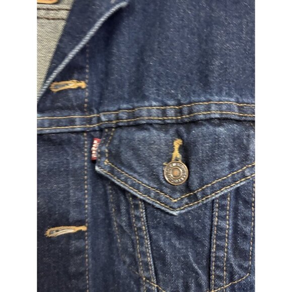 Levis Trucker Jacket Womens Medium Dark Wash Denim Button - Picture 3 of 6